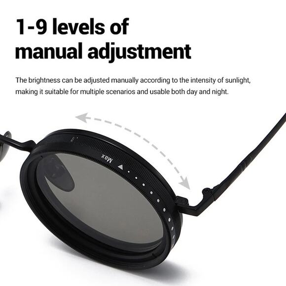 Adjustable Tint Sunglasses, 1-9 Gears Rounded Polarized Glasses with ND Filter - Picture 8 of 14